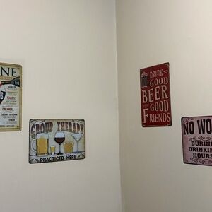 Vintage Beer Wall Decor Set - Red, Brown, Cream